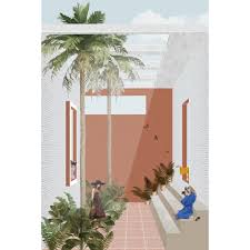 Warmer Weather // An @all_of_archi Illustration The architectural  illustration depicts a secluded space, where the outside is invited in. The  space explores the relationship architecture can have with the outside  world and