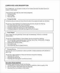 caregiver job description resume