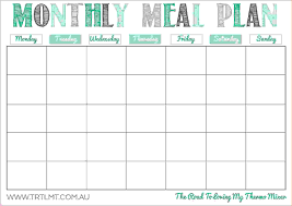 Free Printable Monthly Meal Planner Template Meal Planning Printable Templates Meal Planning Template Weekly Meal Plan Template