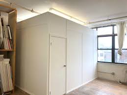 Standard L Shape Temporary Wall With Swing Door Call Us For All Your Custom Room Partition And Storage Wall Inquiries 646 Temporary Wall Bookcase Wall Wall