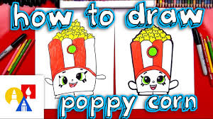 Draw geometrical shapes for the guidelines, 2 circles, a rectangle, and lines inside the circle. How To Draw Poppy Corn Shopkins Youtube