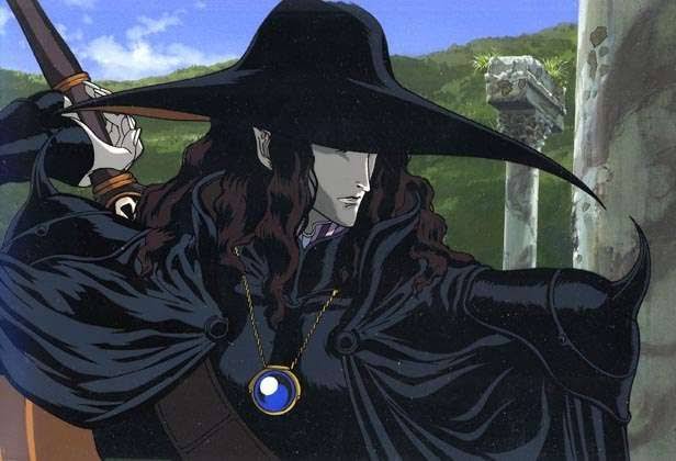 Espada e estilo visual gótico representando as batalhas de animação de Caçador de Vampiros D