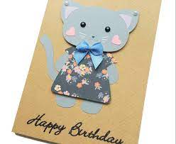 To draw the cat's first front leg, add an oval overlapping its body and another smaller oval below that. Creative Handmade Birthday Card For A Cat To Make At Home