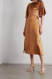 Kauf auf rechnung große auswahl schneller versand direkt vom designer. Beige Noemi Midikleid Aus Seidensatin Mit Cut Out Reformation Net A Porter