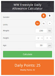 Ww Freestyle Smartpoints Food Allowance Calculator