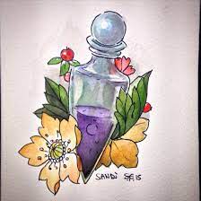 Only For Witches Potion Tattoo Design Watercolor Harry Potter Tattoos Bottle Tattoo Tattoos