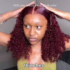 Burgundy Wigs Dark 99J Wig Curly Wigs 99J Color Burgundy Lace Front Wig for Sale