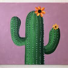 One Of A Kind 11x14 Original Acrylic Cactus Painting Depop Cactus Flower Painting Simple Canvas Paintings Cactus Painting