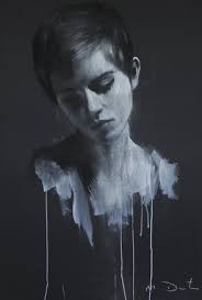 Black And White Self Portrait Painting The Amazing Mark Demsteader And His Work Of Emma Watson Portrait Painting Black White Woman Face Mark De Mark Demsteader Portrait Art Portrait Painting