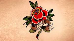 Rose tatoo sketch by absinthiaverte on deviantart. How To Draw A Traditional Rose And Banner Tattoo Youtube