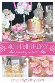 Birthday Party Ideas For Mom Rose Gold Birthday 40 Is Fab Catch My Party 40th Birthday Parties Gold Birthday Party Girls Birthday Party Themes