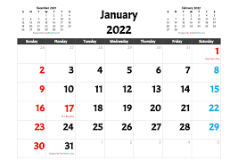 Free Printable January 2022 Calendar With Holidays Free Printable 2022 Monthly Calendar With Holidays