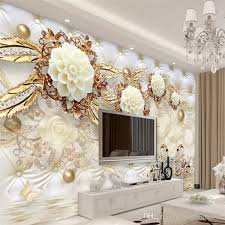 Large 3d European Pearl And Rose Jewelry Tv Background Wallpaper Living Room Wallpaper Full Seamless Mural Model Wallpape Mural Wallpaper Elite Decor Wallpaper