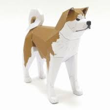 Dog Papercraft Akita Inu Tektonten Papercraft Kirigami Patron Chien Gratuit Papercraft