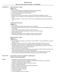 receptionist / clerk resume samples