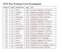 Setc Bus Timings From Ernakulam Tnstc Blog Tamilnadu