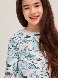 JOHN LEWIS Pack of 2 Shark Print Cotton Lounge Pyjamas