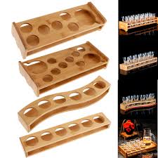 This unique shot tasting set was created after an inconvenient mishap at a party. Home Furniture Diy Wooden Shot Glasses Cup Holder Rack For Tequila Whiskey Vodka Brandy 6 Holes Bar Wine Accessories