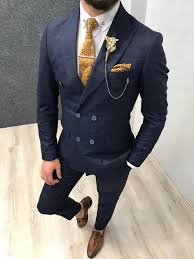 Brand new f&f mens navy blue suit jacket. Buy Navy Blue Double Breasted Plaid Suit By Gentwith Com