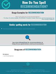 Correct Spelling For Recommendation Infographic Spellchecker Net