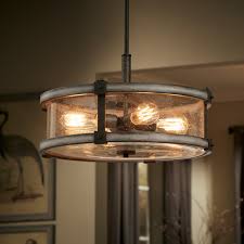 Barrington 4 Light Drum Pendant Anvil Iron Kichler Lighting