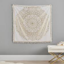 15 tapestries literally no one else in your dorm will have. Tassel Trim Mandala Dorm Tapestry Gold White Pottery Barn Teen