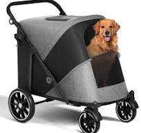 Zoolike XL Dog Stroller, Dual Access 4 Wheel Extra Large Pet Cage Foldable Travel Jogging Carriage Stroller for 2 Dogs,Max 200 Lbs