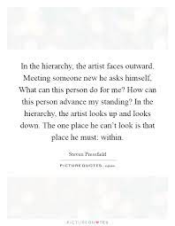 In The Hierarchy The Artist Faces Outward Meeting Someone New Picture Quotes