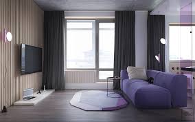 Although modern décor isn't usually associated with words like warm and inviting, we're on a mission to officially put the contemporary cold myth to rest. Modern Small Apartment Design With Purple Color Roohome