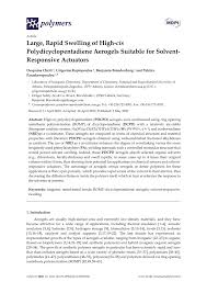PDF) Large, Rapid Swelling of High-cis Polydicyclopentadiene Aerogels  Suitable for Solvent-Responsive Actuators