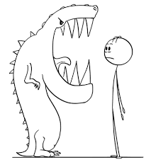 An artist always has to be prepared to create! Cartoon Stick Figure Drawing Conceptual Illustration Of Shocked Man Watching Big Teeth In Mouth Of Dangerous Lizard Monster Tasmeemme Com