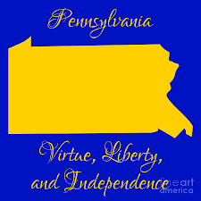 Pennsylvania, officially commonwealth of pennsylvania, constituent state of the united states of pennsylvania is classified as a middle atlantic state, along with new york, new jersey, delaware. Pennsylvania Map In State Colors Blue And Gold With State Motto Virtue Liberty And Independence Digital Art By Rose Santuci Sofranko