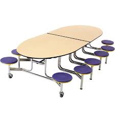 Mobile Stool Table W Elliptical Top Restaurant Tables And Chairs Cafeteria Table Table