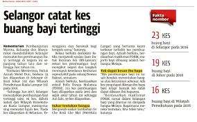 Kes pembuangan bayi dilihat berlaku semakin meningkat di mana dianggarkan bagi tempoh 2008. Kementerian Pembangunan Wanita Keluarga Dan Masyarakat