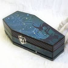 Coffin Box Decoupaged Halloween Coffin Goth Gift Box Gothic Spooky Witch Midnight Blue Decorated Coffin Swarovski Crystal Halloween Coffin Coffin Box Goth Gift