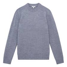 REISS Marcus Crew Ribbed Sweater AIRFORCE BLUE M