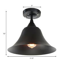 Here are 21 farmhouse industrial flush mount ceiling lights that add that great. Black Bell Ceiling Lights Farmhouse Style Steel 1 Head Semi Flush Mount Light For Dining Table Beautifulhalo Com