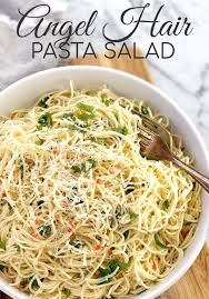 This Easy Spaghetti Salad Is Made With Angel Hair Pasta Salad Makes A Great Summer Side Dish Served Cold It S Great To Make Ahead A In 2020 Pasta Salad Easy Spaghetti