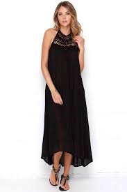 Billabong Among The Stars Black Crochet Maxi Dress With Images Crochet Maxi Dress Blue Lace Maxi Dress