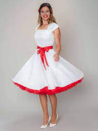 Auch danach noch gut tragbar für festlichkeiten. Rockabilly Petticoat Kleid Knielang Elfenbein Weiss Mit Rot Petticoatshop