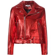 Iro Metallic Biker Jacket 1 423 Liked On Polyvore Featuring Outerwear Jackets Coats Coats Jackets Red Biker Jacket Riders Jacket Biker Jacket Style