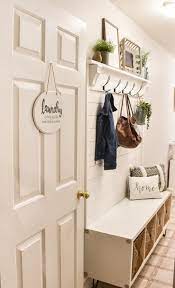 This stylish entryway hall tree project is the perfect storage solution for any hall or entryway. Diy Shiplap Hall Tree With Bench The Frugal Homemaker
