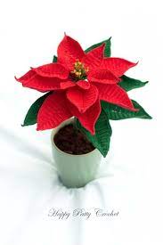 Crochet Poinsettia Flower Pattern By Happy Patty Crochet A Popular Choice As Decor And Crochet Christmas Decorations Crochet Flowers Crochet Flower Patterns