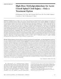Pdf High Dose Methylprednisolone For Acute Closed Spinal Cord Injury Only A Treatment Option