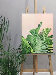 Find images of flower painting. Bird Of Paradise Arttropics Paintingtropical Foliage Large Etsy Plant Painting Green Paintings Leaf Art