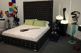 Tall Headboards For King Beds Shasha Black Suede With Clear Crystals And Custom Made High Headboard Upholstered Beds Tufted Bedroom Set Trending Decor
