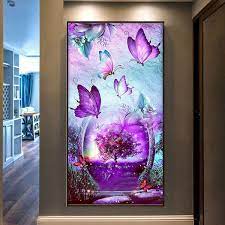 Free diamond painting drill replacements with free shipping for orders over $75. Purple Flower Diamond Embroidery Mosaic 5d Diy Diamond Painting Full Circle Diamond Butterfly 3d Picture Art Wish