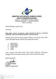 Jabatan air sabah tidak muncul dalam senarai payee. Notis Pemberitahuan Makluman Jabatan Air Negeri Sabah Facebook