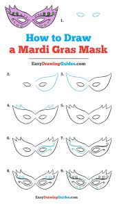 How To Draw A Mardi Gras Mask Easy Step By Step Drawing Tutorial Mardi Gras Mask Step By Step Drawing Mardi Gras