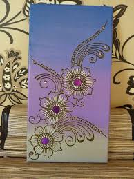 Purple Floral Handpainted Henna Canvas By Ahandfulofhenna On Etsy 30 00 Henna Canvas Mandala Art Art Inspiration